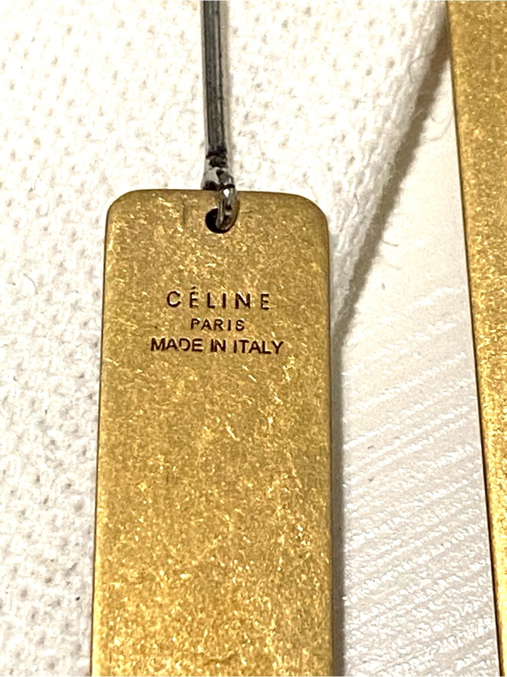Celine Gold Long Rectangular Drop Earrings - Picture 5 of 8